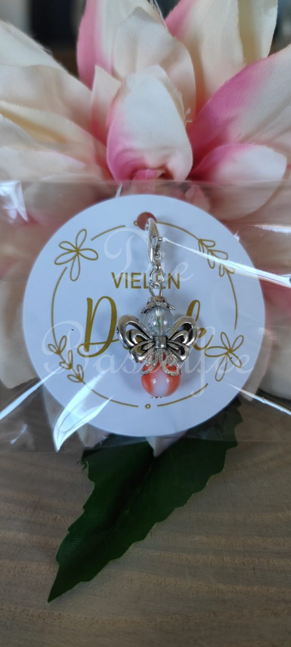 Perlenengel ,,Vielen Dank" in weiß-orange