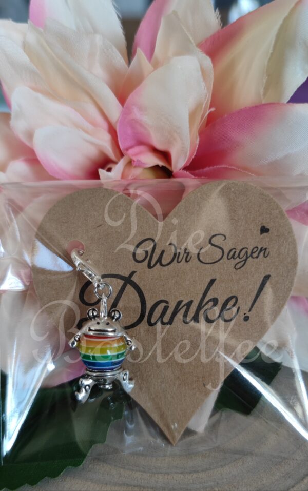 Perlentiere: Frosch ,,Wir sagen Danke!" Regenbogen