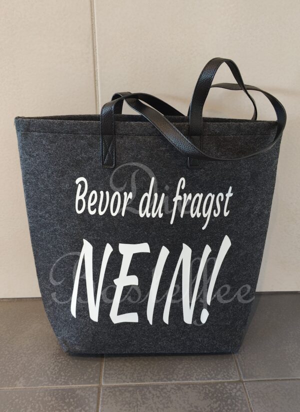 Filztasche groß ,,Bevor du fragst..." mit Kunstleder Henkel