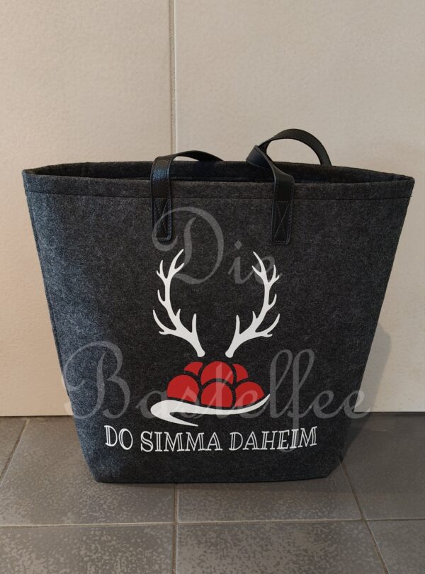 Filztaschen groß ,,DO SIMMA DAHEIM" mit Kunstleder Henkel