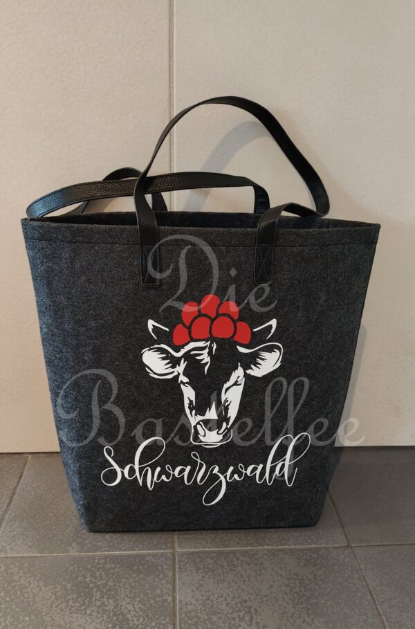 Filztaschen groß ,,Schwarzwald" mit Kunstleder Henkel