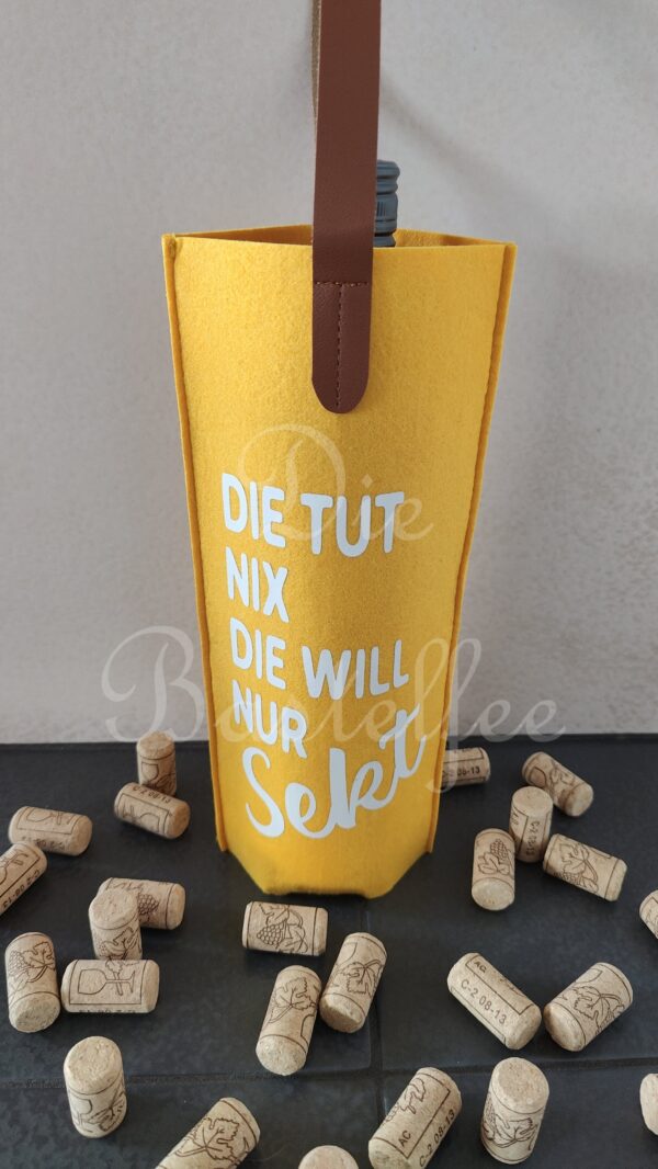 Sekt u. Wein Flaschen Verpackung aus Filz