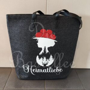 Filztasche groß ,,Heimatliebe“ mit Kunstleder Henkel