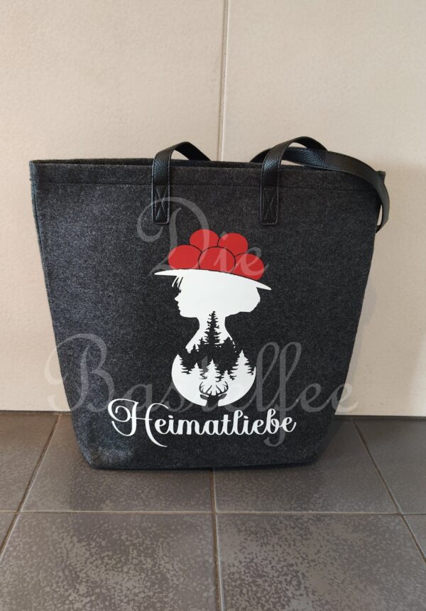 Filztasche groß ,,Heimatliebe" mit Kunstleder Henkel