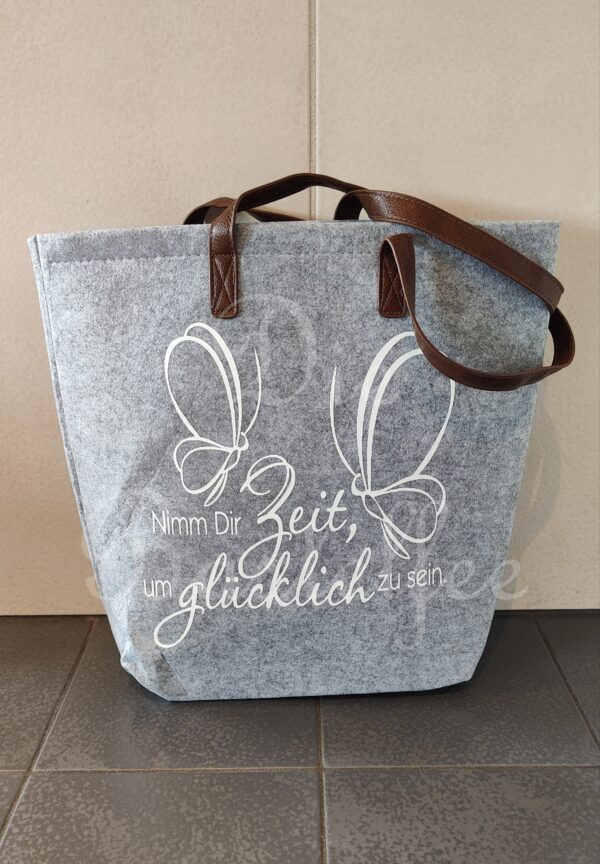 Achtung B-Ware! Filztasche groß ,,Nimm dir Zeit..." schief vernäht!