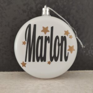 Weihnachtskugel flach mit goldenen Sternen