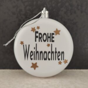 Weihnachtskugel flach mit goldenen Sternen