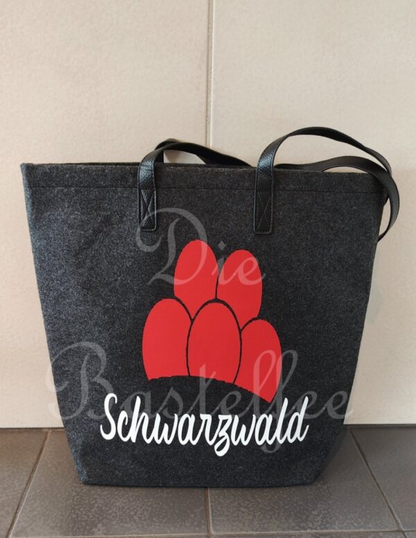 Filztasche groß ,,Schwarzwald" mit Kunstleder Henkel