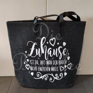 Filztasche groß ,,Zuhause…“ mit Kunstleder Henkel