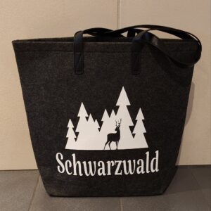 Filztasche groß ,,Schwarzwald“ mit Kunstleder Henkel