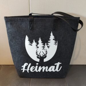 Filztasche groß ,,Heimat“ mit Kunstleder Henkel